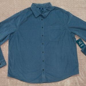 George Mens Blue Corduroy Button Down Shirt